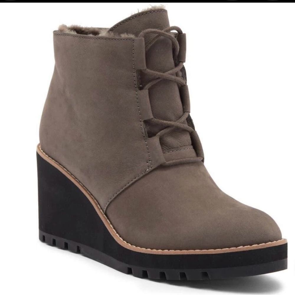 Eileen Fisher Alpine Genuine Sherling Wedge Bootie NWOT